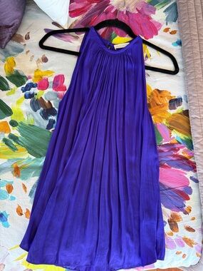 Ramy Brook Royal Blue Pleated Halter  Top